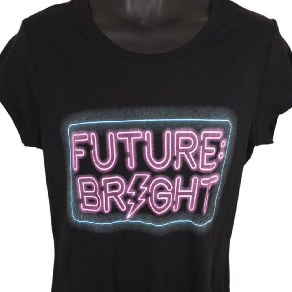 Future Bright T Shirt Womens Juniors Size XL 15 17 Black Neon Sign Wound Up
